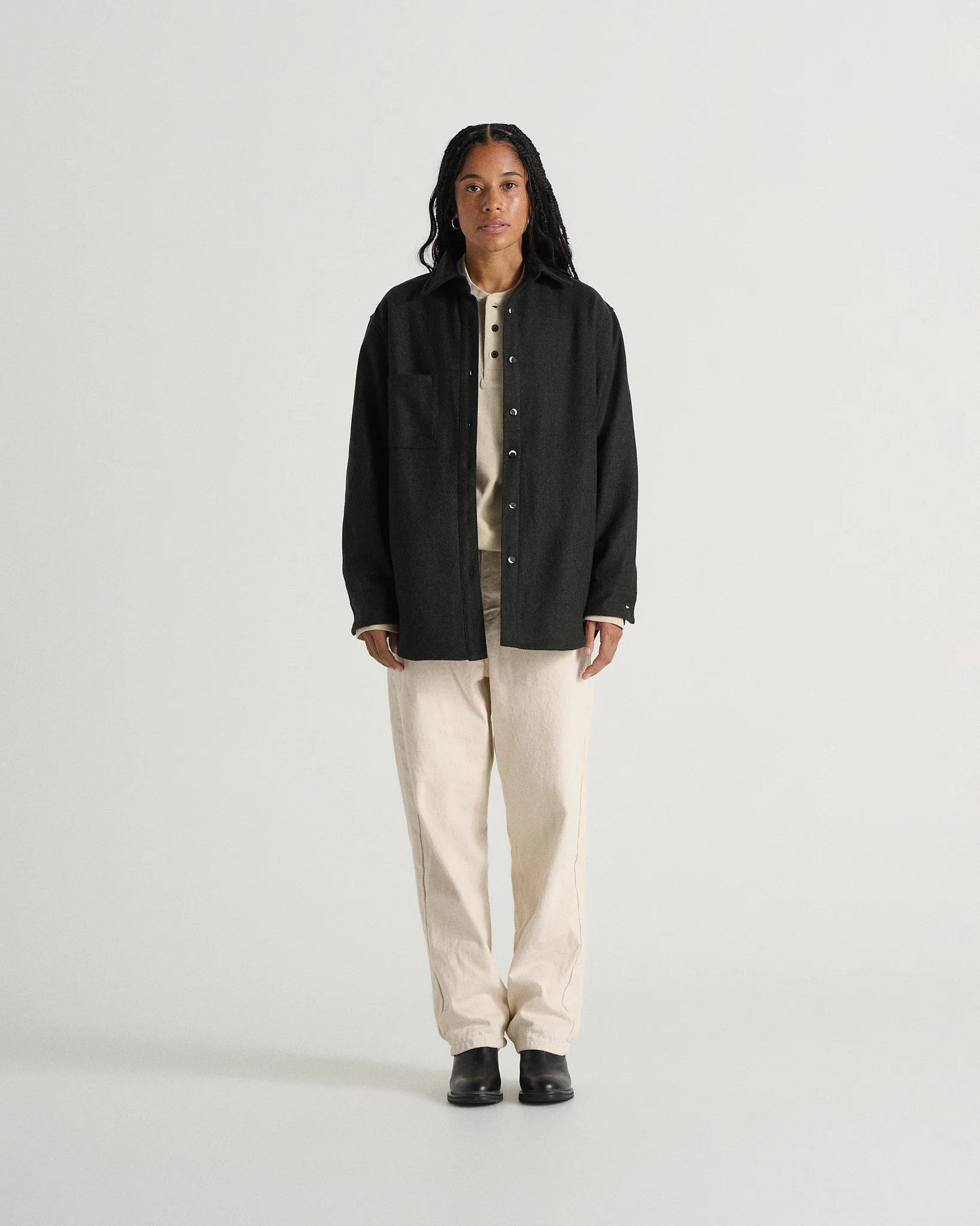 Relaxed Modern Melton Wool Shirt (600GSM) - Image 17